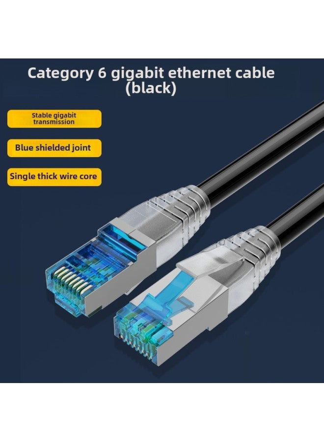 Category 6 Network Cable CAT6 Gigabit Home Engineering Computer Broadband Router 8-core Twisted Pair Network Hop RJ45 Head-Colour:Category 6 Gigabit Black (sheath + Shielding Head)-Line Length:10m - Image 1